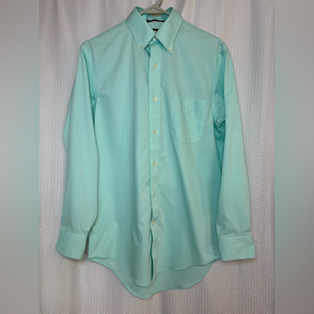 Lands’ End 100% supima cotton mint green long sleeve button down dress shirt M